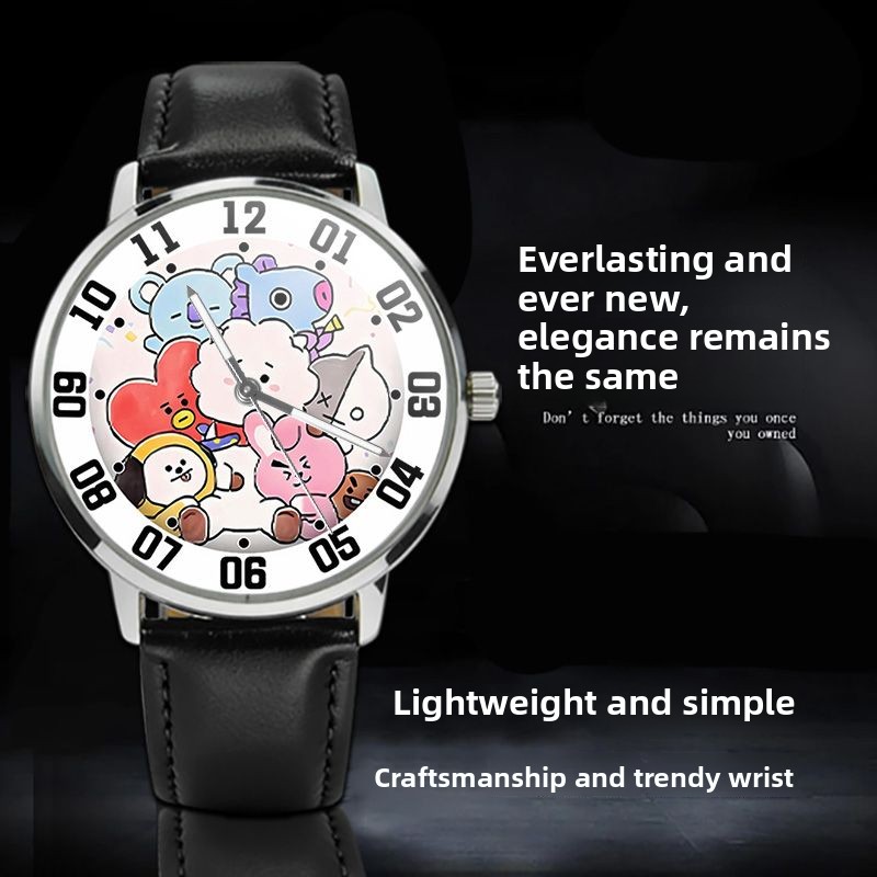 BT21 만화 귀여운 학생 시계 카와이 포인터형 원형  - Anime Merchandise Wholesale 리뷰 및 가격